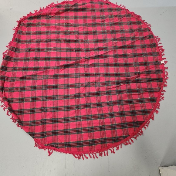 Does not apply Holiday Blanket Tree Skirt Vintage Kmart Red Black